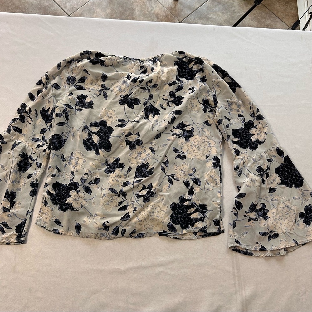Floral Black and Light Baby Blue Women's Top